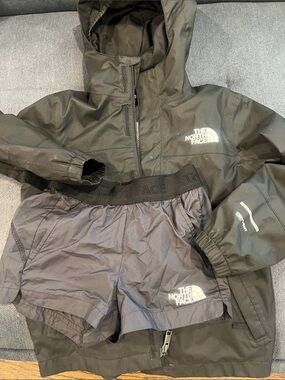 The North Face Black Hooded Jacket with Black Running Shorts